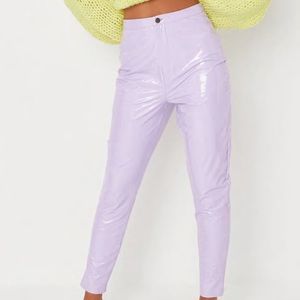 Missguided lilac vinyl slim leg pants NWT
